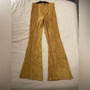 FREE PEOPLE Yellow Slim Pull-On Velvet Flare Pants